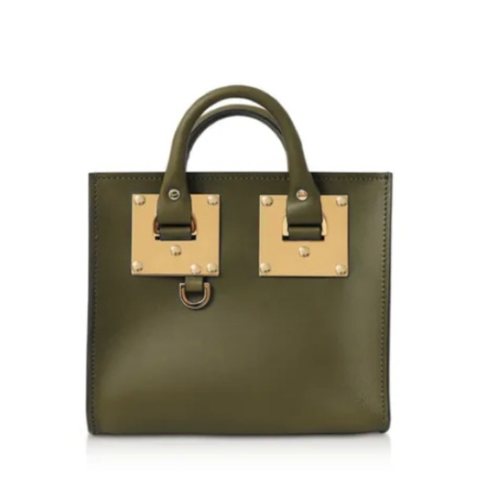 ✨HOST PICK✨SOPHIE HULME Shiny Leather Box Albion Tote In Dark Khaki✨HOST PICK✨